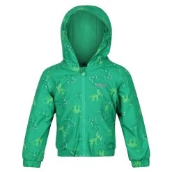 Regatta Childrens/Kids Akiva Dinosaur Insulated Waterproof Jacket (Jellybean Green)