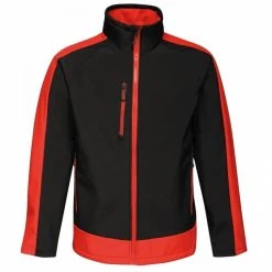 Regatta Mens Contrast 3 Layer Softshell Full Zip Jacket (Jet Black/Orient Red)