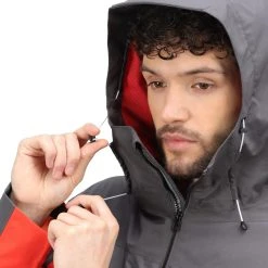 Regatta Mens Highton Stretch Waterproof Jacket (Rhino/Cajun Orange) -jacket shop k0e5c1df454ad22167e3fe5aae6a48d83