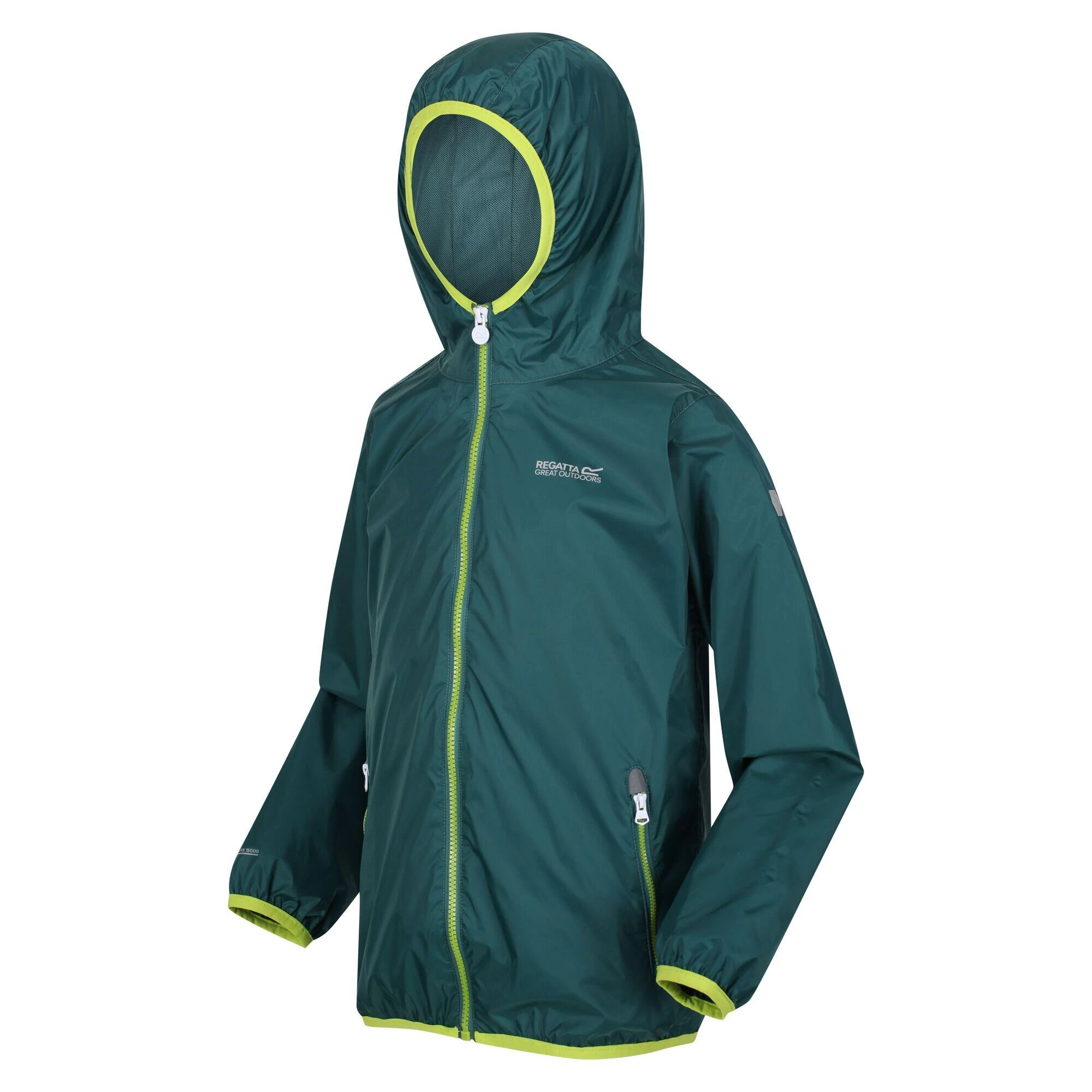 Regatta Great Outdoors Childrens/Kids Lever II Packaway Rain Jacket (Pacific Green) 6 Regatta Great Outdoors Childrens/Kids Lever II Packaway Rain Jacket (Pacific Green) - Image 4
