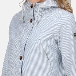 Regatta Womens/Ladies Nahla Stripe Waterproof Jacket (Tickin) -jacket shop k1e9e94cd2dde5a8a8c3707c019e5f3d7
