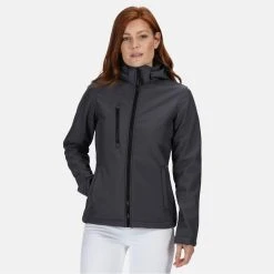Regatta Womens/Ladies Venturer Hooded Soft Shell Jacket (Black) 38 Regatta Womens/Ladies Venturer Hooded Soft Shell Jacket (Black) -jacket shop k28992fcea543efbd9f5dfc0aa5169b09