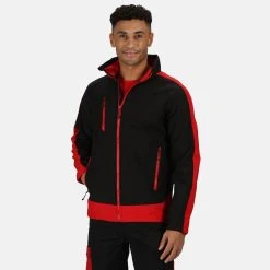 Regatta Mens Contrast 3 Layer Softshell Full Zip Jacket (Jet Black/Orient Red) 27 Regatta Mens Contrast 3 Layer Softshell Full Zip Jacket (Jet Black/Orient Red) -jacket shop k2f181cb2d03591932a133e5c7267614e