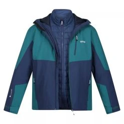 Regatta Mens Wentwood VII 3 In 1 Waterproof Jacket (Black/Bright Kiwi) -jacket shop k3d7cf1a48285b1f0e0f093a413fdca8f