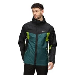 Regatta Mens Dresford Waterproof Jacket (Black/Pacific Green) -jacket shop k44211defccb16cfcd9308e9d06d4e894
