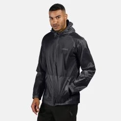 Regatta Mens Pack It III Waterproof Jacket (Black) -jacket shop k4e45f53e637bd626755d971e3a56420f