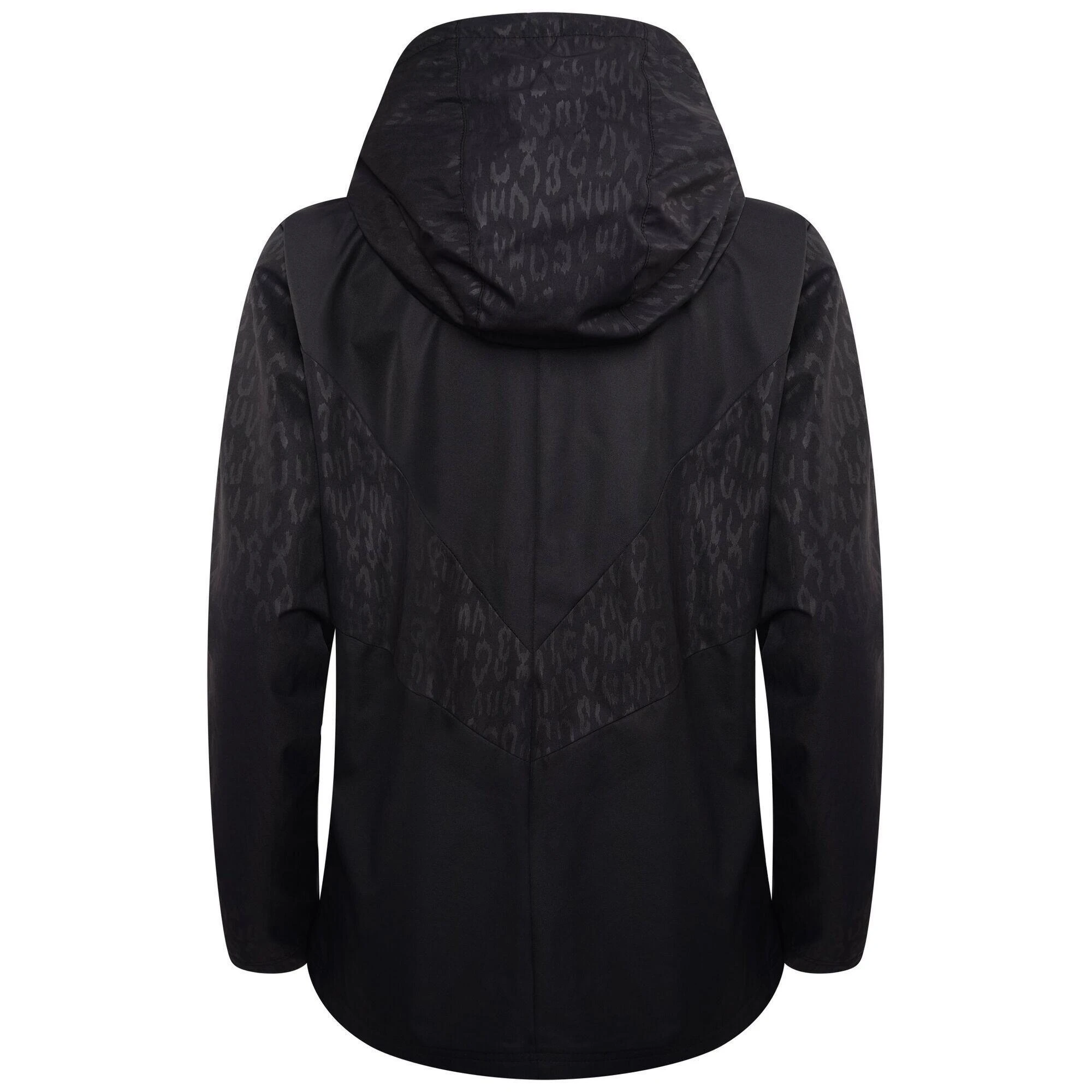 Dare 2b Womens/Ladies You´re A Gem Swarovski Leopard Print Waterproof Jacket (Black) 4 Dare 2b Womens/Ladies You´re A Gem Swarovski Leopard Print Waterproof Jacket (Black) - Image 2