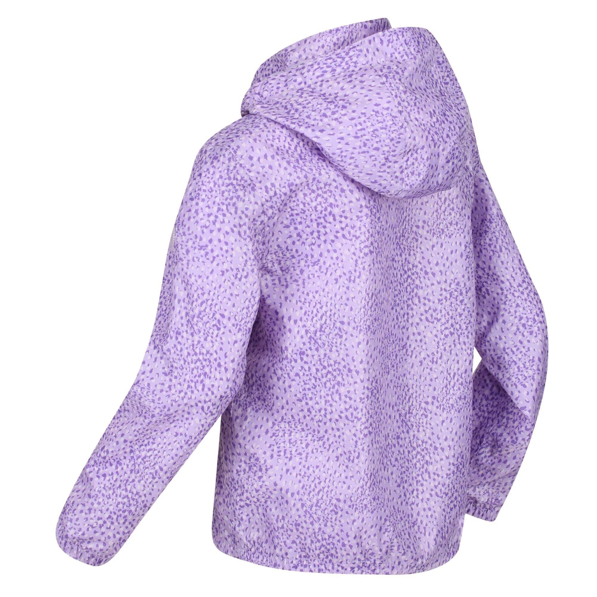 Regatta Girls Catkin Animal Print Waterproof Jacket (Pastel/Lilac) 6 Regatta Girls Catkin Animal Print Waterproof Jacket (Pastel/Lilac) - Image 4