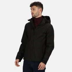 Regatta Mens Venturer 3 Layer Membrane Soft Shell Jacket (Black) -jacket shop k73ba4b1b9baf53fdade720a6505b00d8