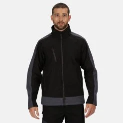 Regatta Mens Contrast 3 Layer Softshell Full Zip Jacket (Jet Black/Orient Red) 33 Regatta Mens Contrast 3 Layer Softshell Full Zip Jacket (Jet Black/Orient Red) -jacket shop k76b16c258bc5fad31d019670e54c2388