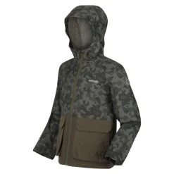 Regatta Childrens/Kids Hywell Camo Waterproof Jacket (Grape Leaf) -jacket shop k7a7cac3c4e2fd19e281f232f0e232a61