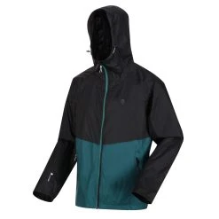 Regatta Mens Pack It Pro Waterproof Jacket (Black/Pacific Green) -jacket shop k7b06b01b3e1d368ecadb73784c1a677e