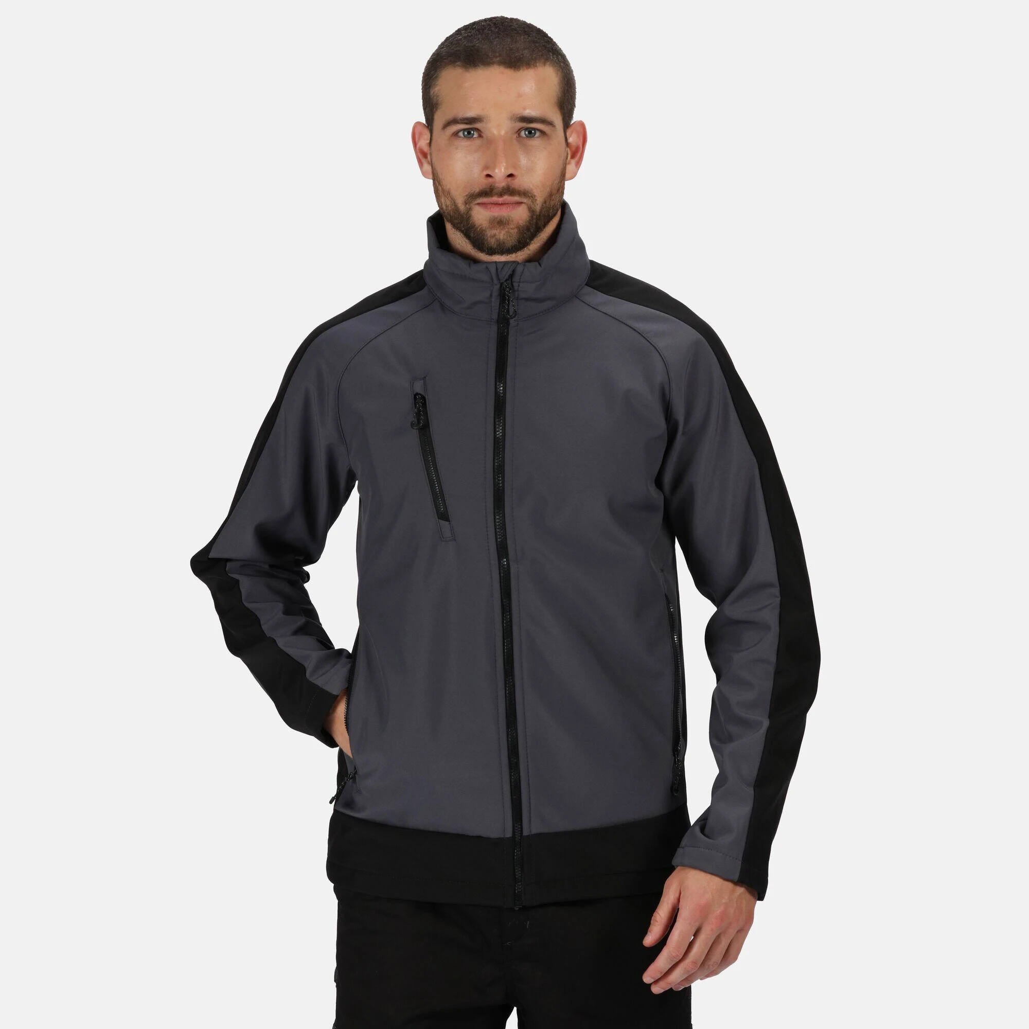 Regatta Mens Contrast 3 Layer Softshell Full Zip Jacket (Jet Black/Orient Red) 25 Regatta Mens Contrast 3 Layer Softshell Full Zip Jacket (Jet Black/Orient Red) - Image 23