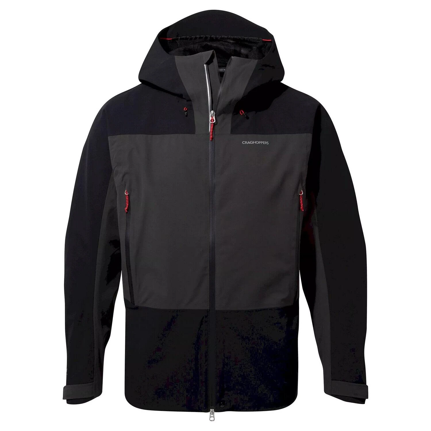 Craghoppers Mens Gryffin Contrast Panel Waterproof Jacket (Black/Black Pepper) 3 Craghoppers Mens Gryffin Contrast Panel Waterproof Jacket (Black/Black Pepper)