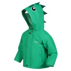 Regatta Childrens/Kids Dinosaur Waterproof Jacket (Jellybean Green) -jacket shop k8291dae6026890496d4672a6b79144c0