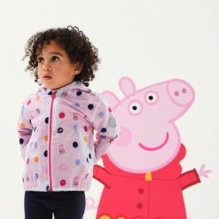 Regatta Childrens/Kids Peppa Pig Polka Dot Hooded Waterproof Jacket (Blush Red) -jacket shop k852a73030b1c2170c60d99f78aae4c3d
