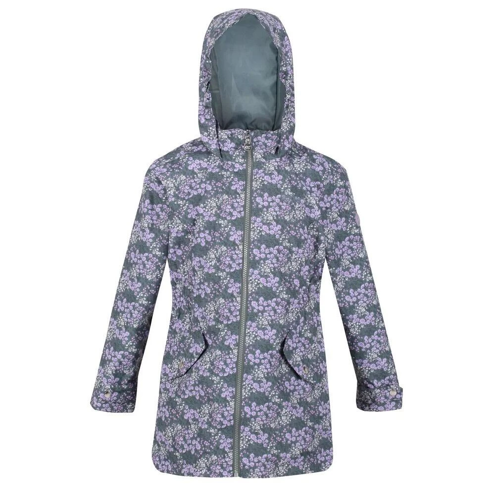 Regatta Girls Talei Floral Waterproof Jacket (Balsam Green) 3 Regatta Girls Talei Floral Waterproof Jacket (Balsam Green)