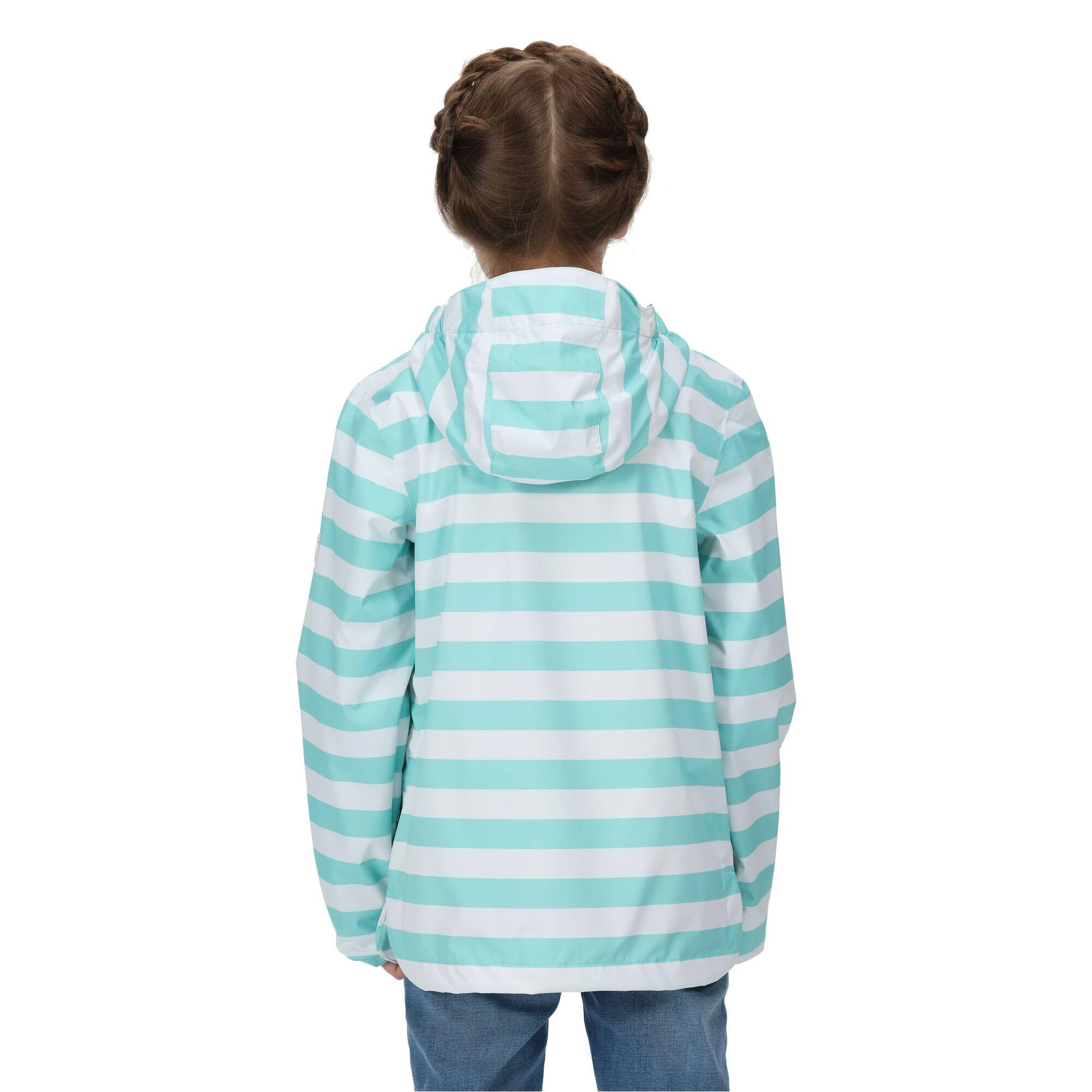 Regatta Childrens/Kids Belladonna Stripe Waterproof Jacket (Aruba Blue) 4 Regatta Childrens/Kids Belladonna Stripe Waterproof Jacket (Aruba Blue) - Image 2