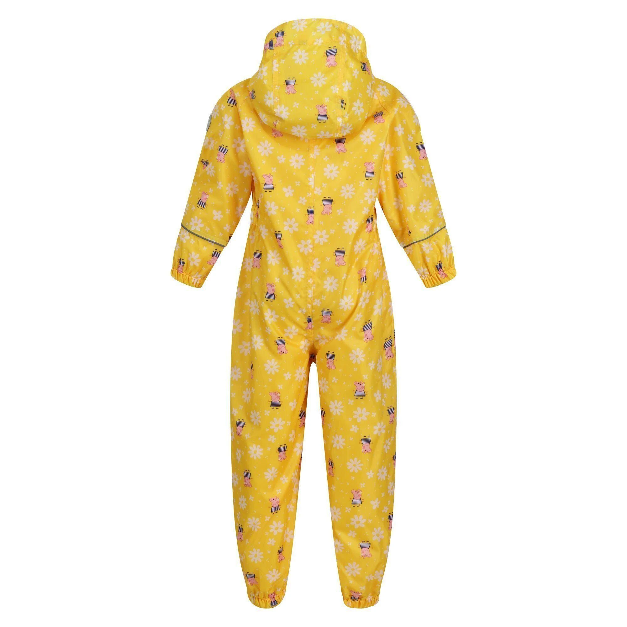 Regatta Childrens/Kids Pobble Peppa Pig Floral Waterproof Puddle Suit (Maize Yellow) 4 Regatta Childrens/Kids Pobble Peppa Pig Floral Waterproof Puddle Suit (Maize Yellow) - Image 2