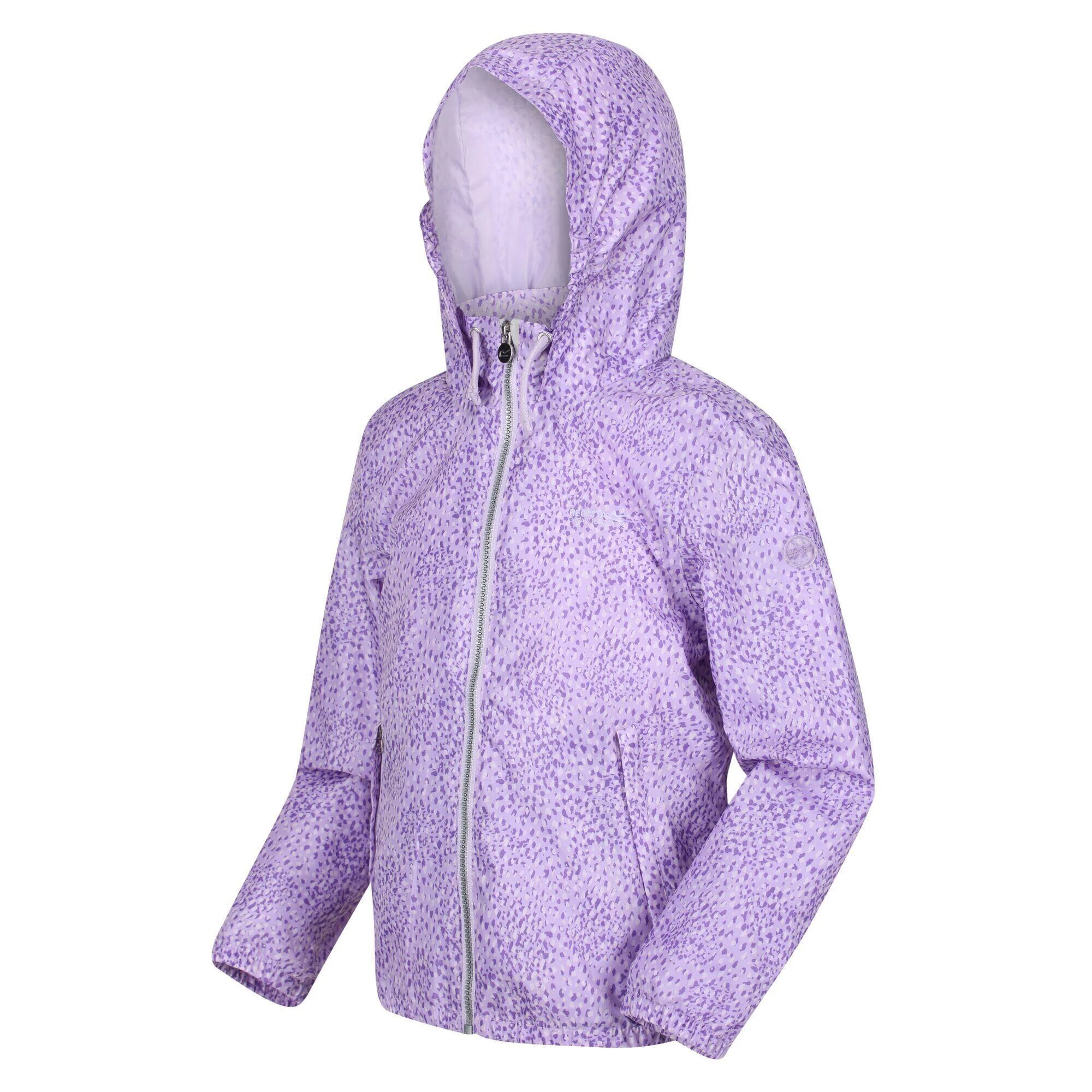 Regatta Girls Catkin Animal Print Waterproof Jacket (Pastel/Lilac) 5 Regatta Girls Catkin Animal Print Waterproof Jacket (Pastel/Lilac) - Image 3