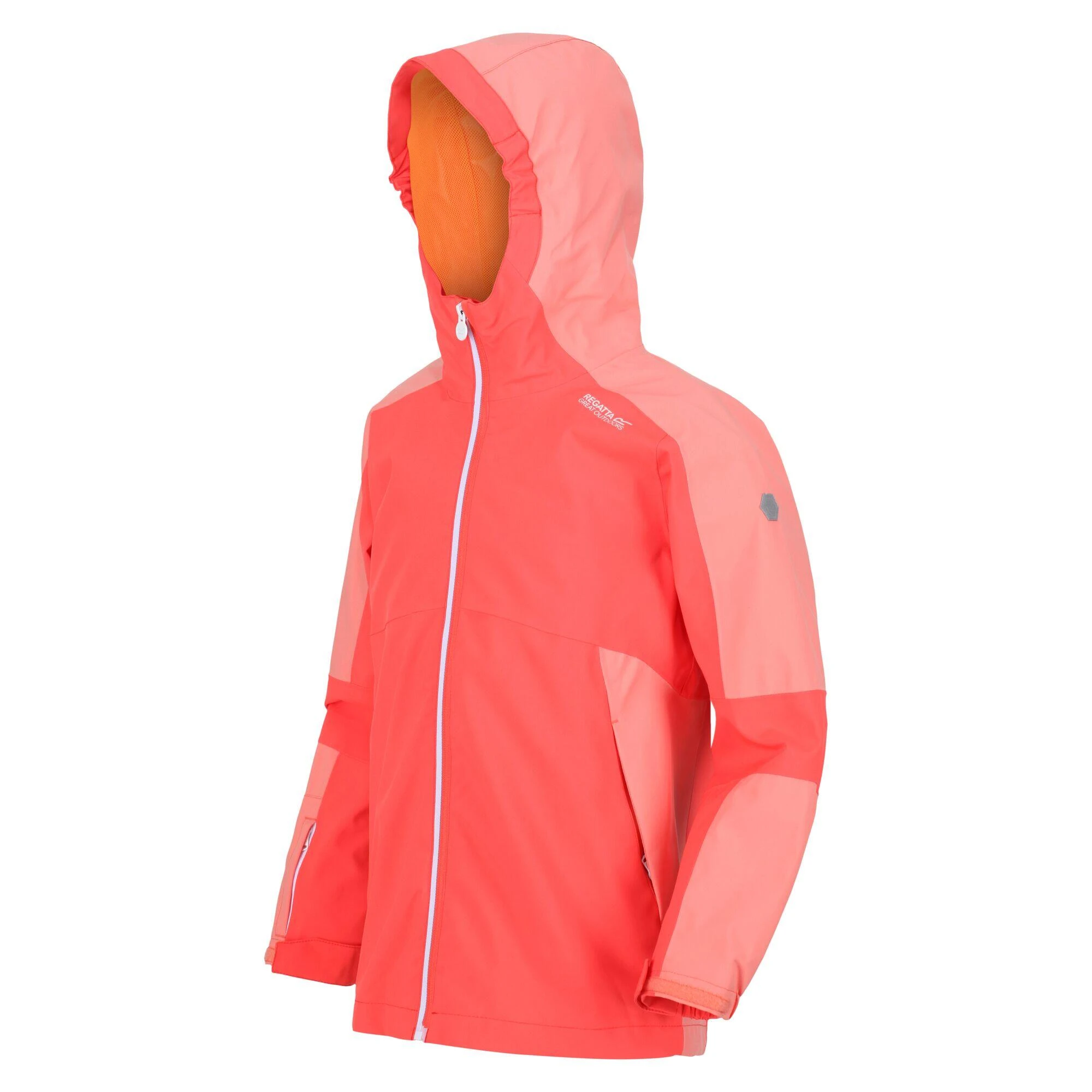 Regatta Childrens/Kids Rayz Waterproof Jacket (Neon Peach/Fusion Coral) 5 Regatta Childrens/Kids Rayz Waterproof Jacket (Neon Peach/Fusion Coral) - Image 3