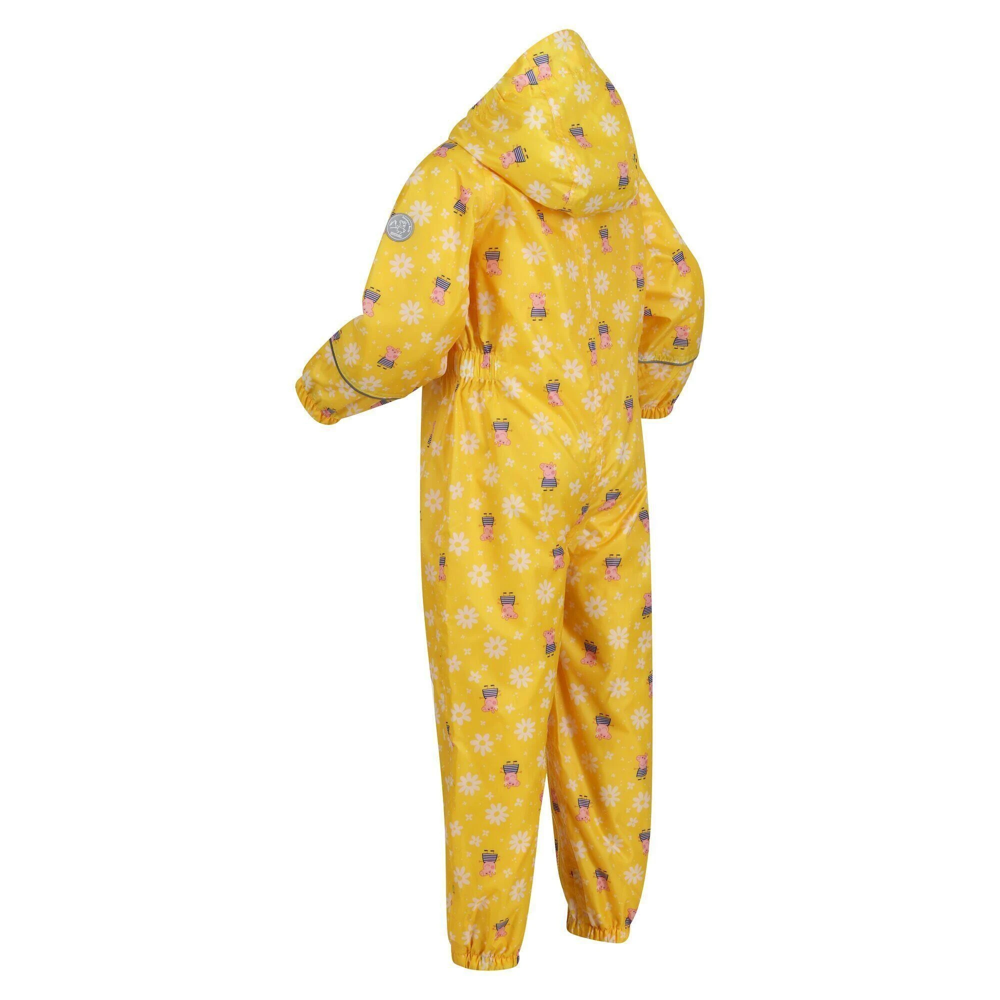 Regatta Childrens/Kids Pobble Peppa Pig Floral Waterproof Puddle Suit (Maize Yellow) 5 Regatta Childrens/Kids Pobble Peppa Pig Floral Waterproof Puddle Suit (Maize Yellow) - Image 3