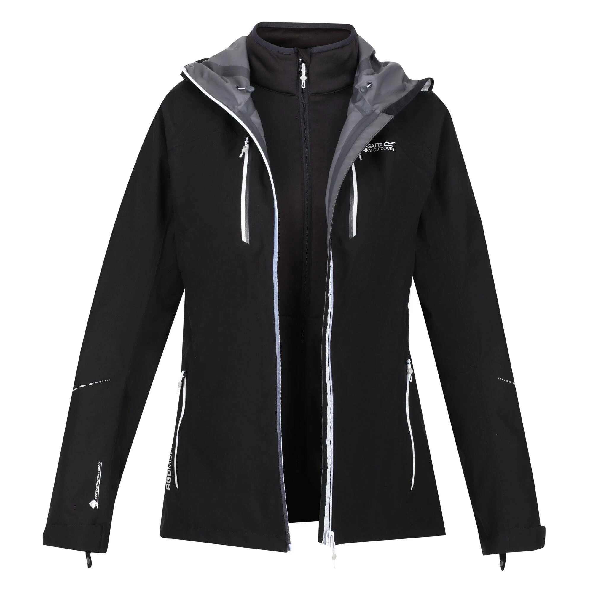 Regatta Womens/Ladies Carletta VI 3 In 1 Waterproof Jacket (Black) 3 Regatta Womens/Ladies Carletta VI 3 In 1 Waterproof Jacket (Black)