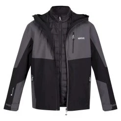 Regatta Mens Wentwood VII 3 In 1 Waterproof Jacket (Black/Bright Kiwi) -jacket shop ka22e2f47e9b7a465a33a88b1d50dd3a5