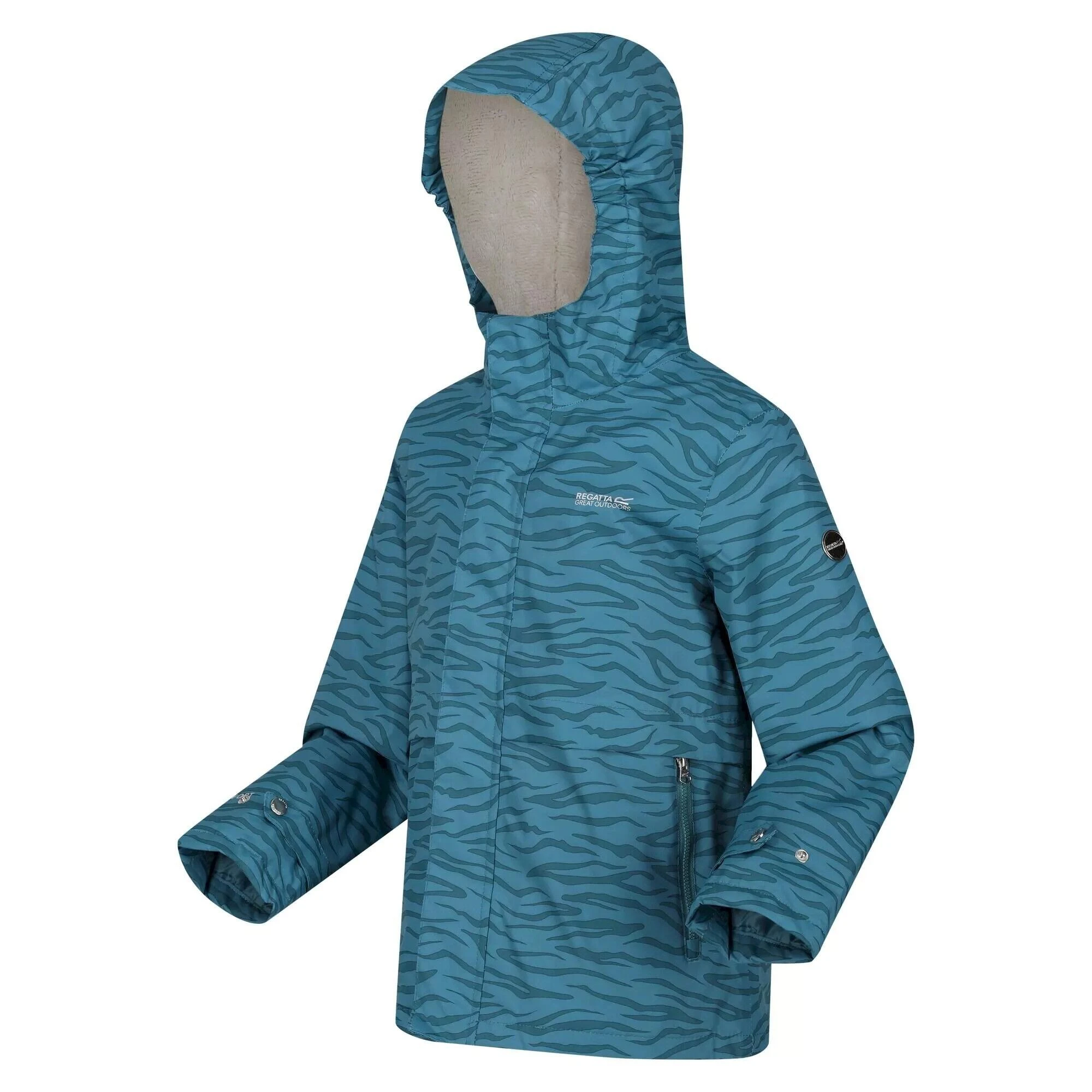 Regatta Childrens/Kids Bambee Zebra Print Waterproof Jacket (Dragonfly) 5 Regatta Childrens/Kids Bambee Zebra Print Waterproof Jacket (Dragonfly) - Image 3