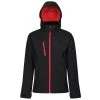 Regatta Mens Venturer Hooded Soft Shell Jacket (Black/Classic Red)