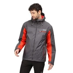 Regatta Mens Highton Stretch Waterproof Jacket (Rhino/Cajun Orange) -jacket shop kc82f260255c36e9099648bb4704e3f5f