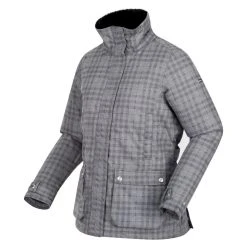 Regatta Womens/Ladies Leighton Checked Waterproof Jacket (Storm Grey) -jacket shop ke2fd9cb578295c4dba0ac057083f385c