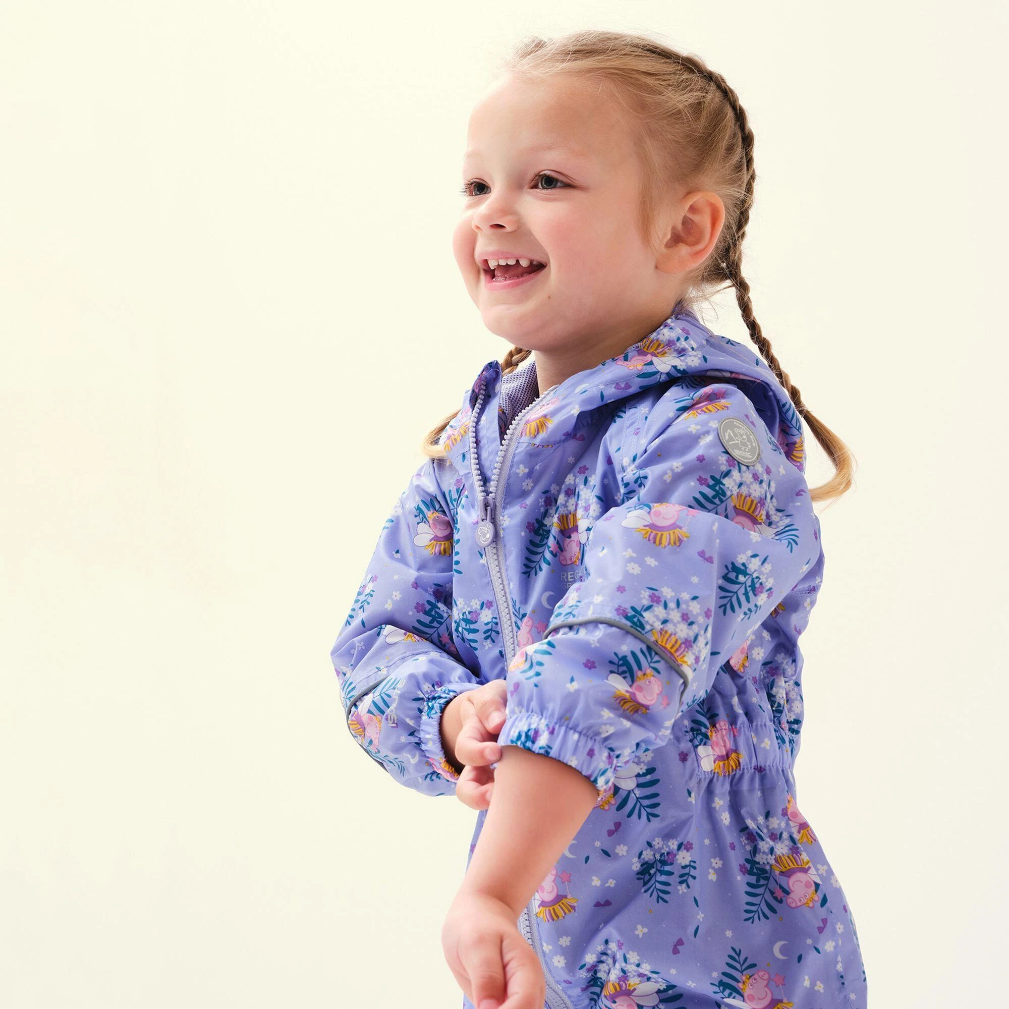 Regatta Childrens/Kids Peppa Pig Bloom Waterproof Puddle Suit (Lilac Bloom) 6 Regatta Childrens/Kids Peppa Pig Bloom Waterproof Puddle Suit (Lilac Bloom) - Image 4