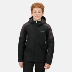 Regatta Childrens/Kids Hurdle IV Insulated Waterproof Jacket (Black/Ash) -jacket shop kf89abfe654545240c5afbb388afde744